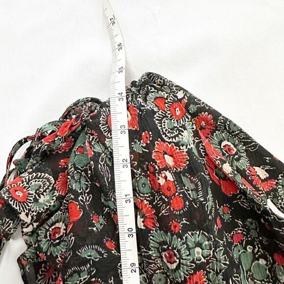 Veronica Beard Ballard Silk One Shoulder Floral Ruffle Dress Black Red Size 2 - Picture 9 of 10